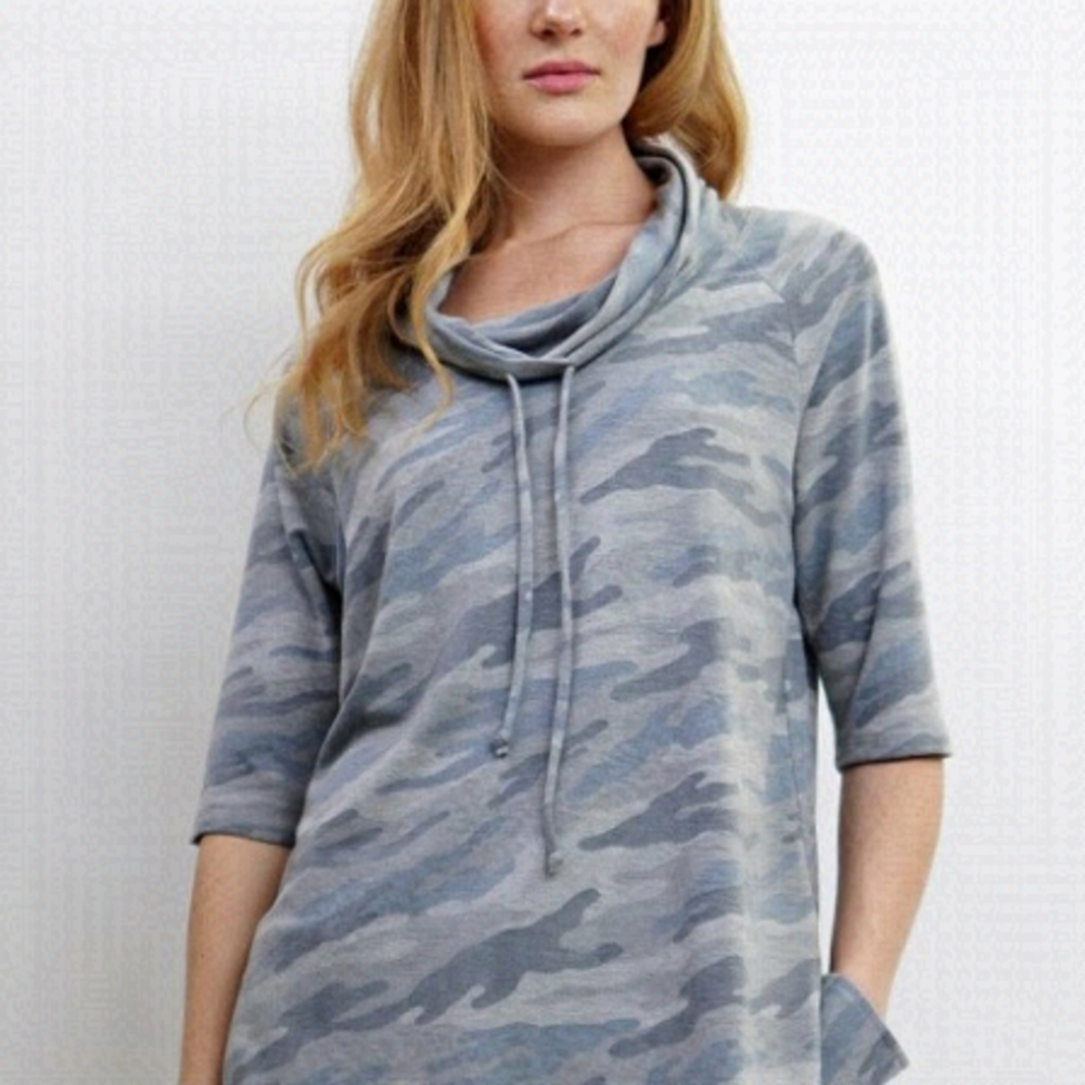 Coin 1804 Camo French Terry Cowl Neck Sweatshirt Size Large